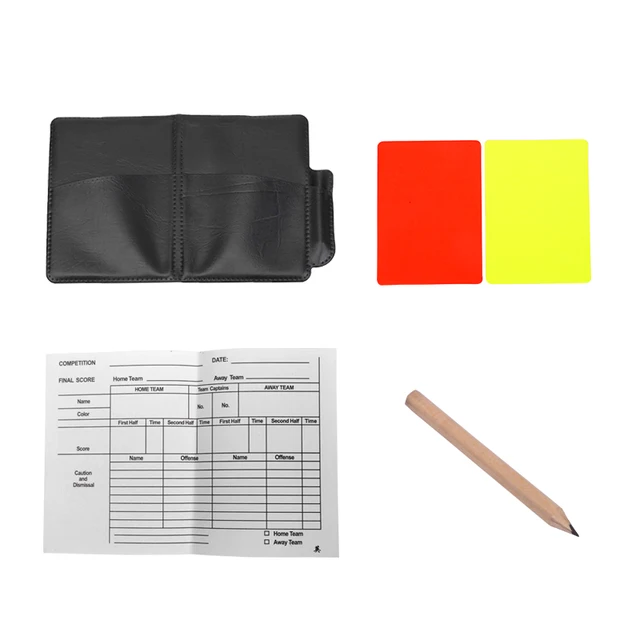 1PC 2PCS 3PCS Football Red And Yellow Card Set Referee Tool With Leather Wallet And Pencil Recording Paper Warning and  Cards 5