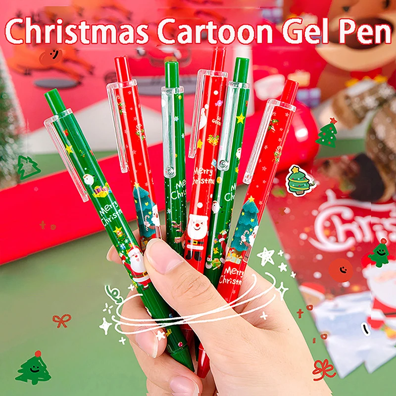 Christmas Themes Press Gel Pen 0.5mm Creative Cartoon School Student Gift Stationery Office Cute Writing Pen Xmas Supplies 1pcs lot creative ladybug black gel pen cartoon office neutral pen children s gift school water based pen stationery supplies