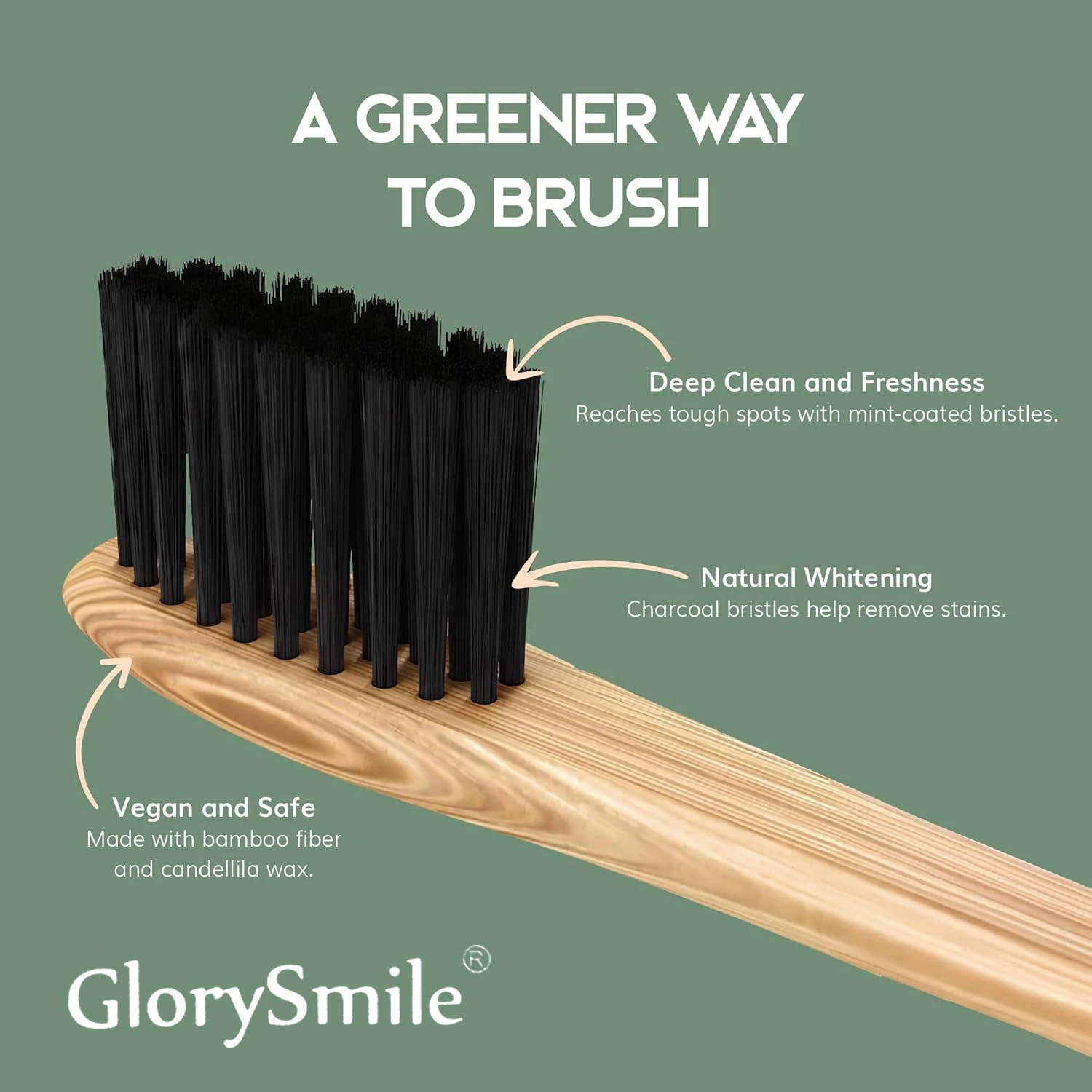 Eco-Friendly Bamboo Toothbrush Set with Charcoal-Infused Bristles - 4 Pack