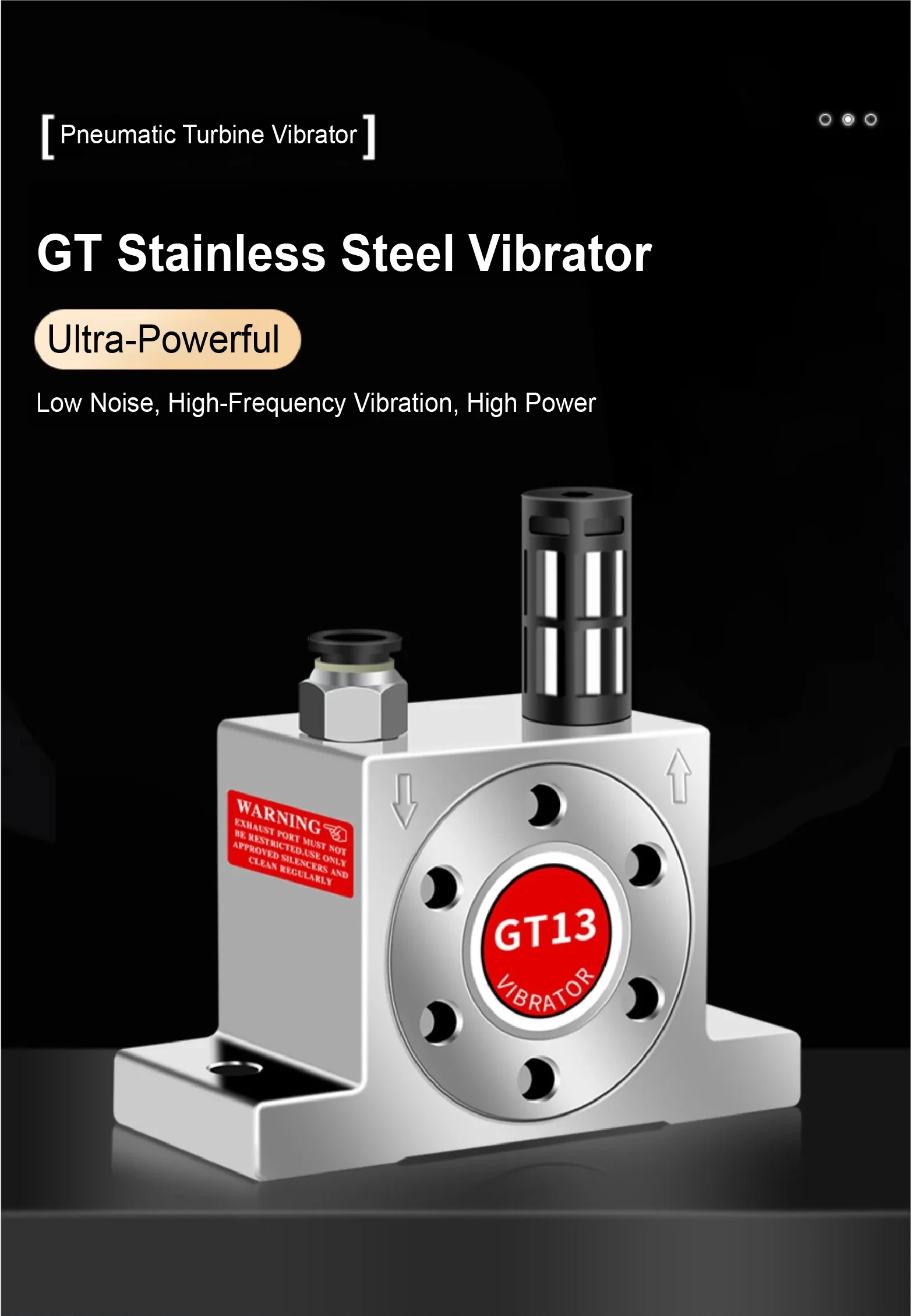GT13 GT16 Pneumatic Turbine Vibrator 304 Stainless Steel Corrosion Resistant Hig