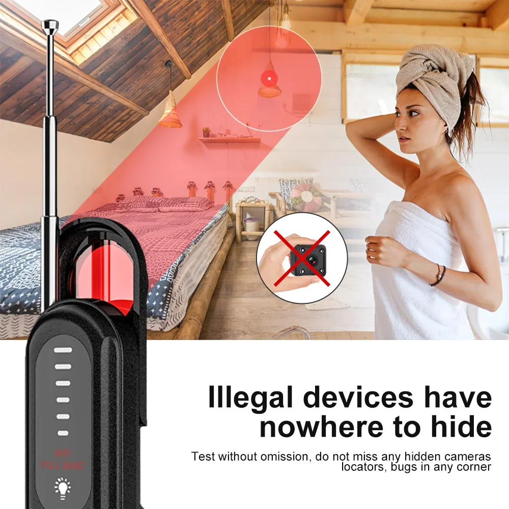 Hidden Camera Detector Listening Device Tracker Out Anti-Spy Electronic Signal 5 Levels Sensitivity Wireless Signal Scanner