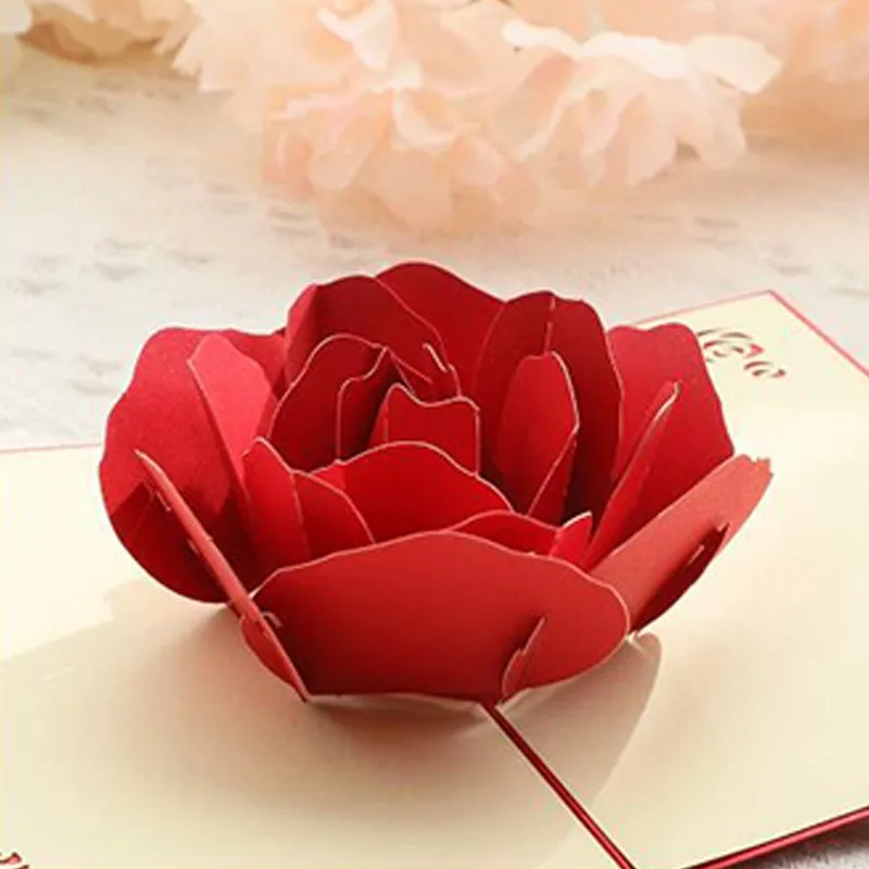 Description Picture 4 of item1PC 3D Stereo Rose Greeting Cards Wedding Invitations Blessing Cards Couple Gifts Romantic Roses Love Greeting Cards