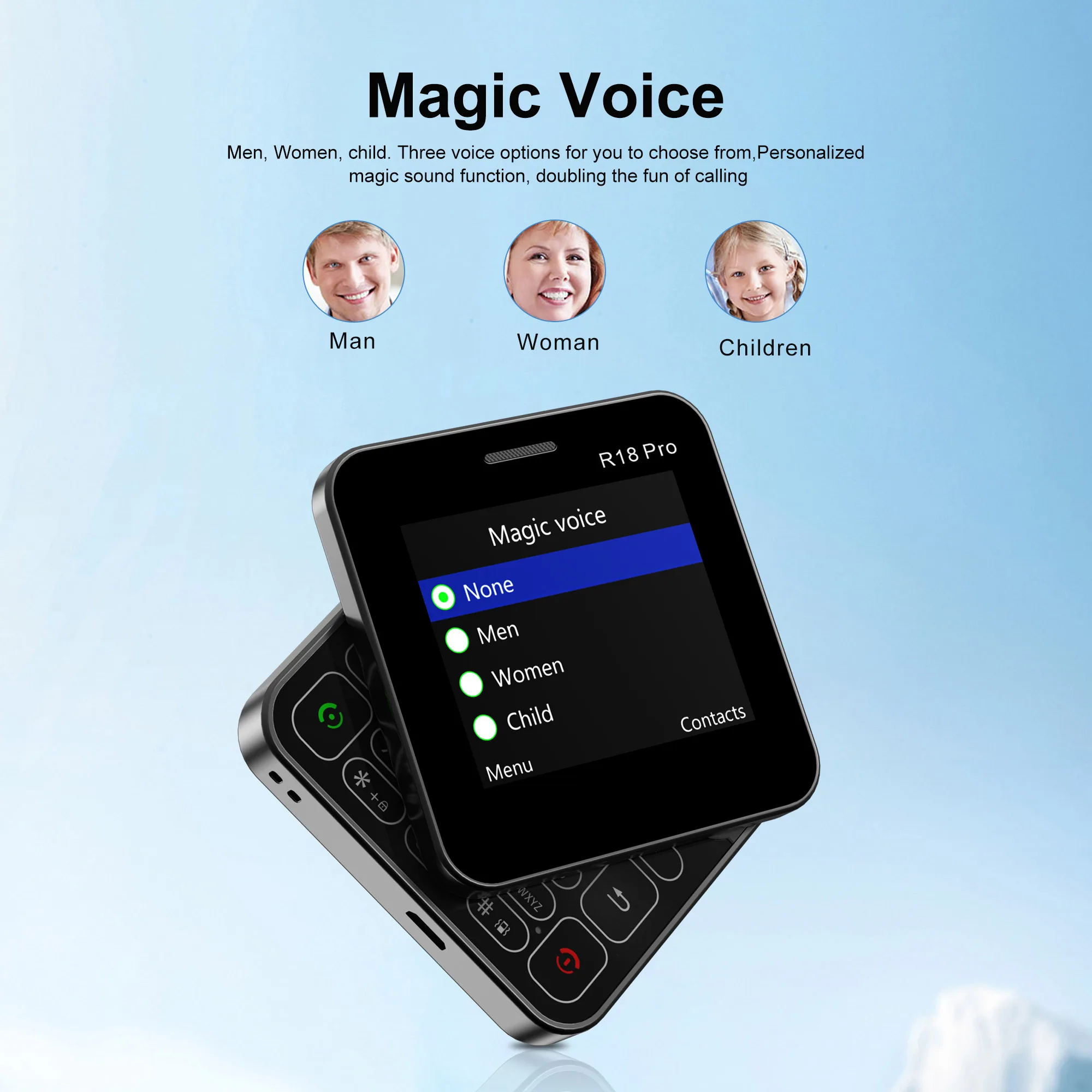 SERVO R18 PRO 2.4" Slide Feature Mobile Phone Speed Dial Magic Voice Flashlight FM Radio Dual SIM Card Rotating Screen Cellphone