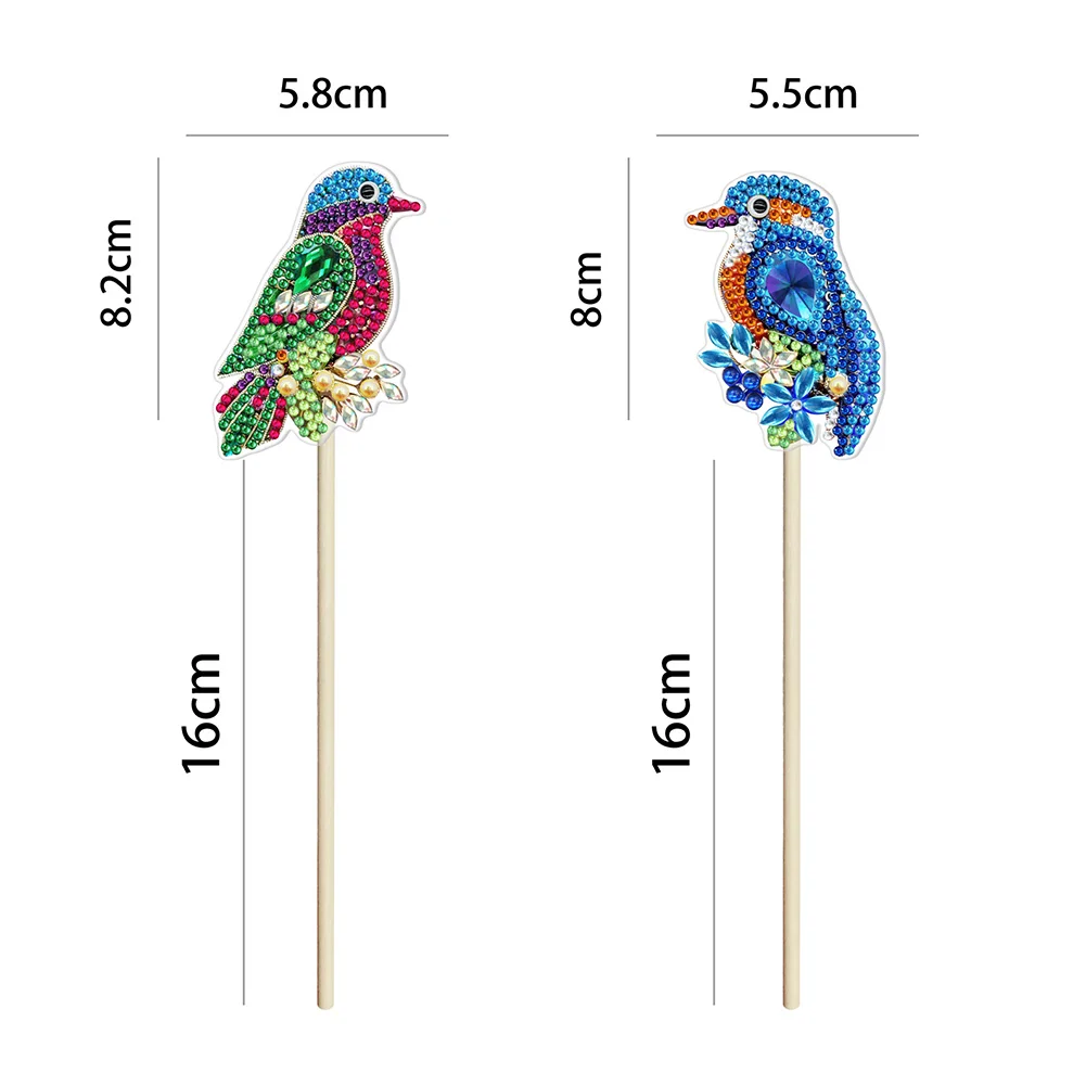 2pcs DIY Diamond Painting Flower Plant Decoration Stick Animal Diamond Embroidery Flower Pot Bedroom Home Ornaments