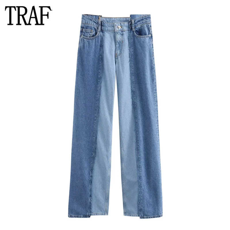 

TRAF 2024 High Waist Jeans for Women Straight Leg Cargo Jeans Woman Streetwear Denim Pants Women Summer Holiday Y2k Jeans Women