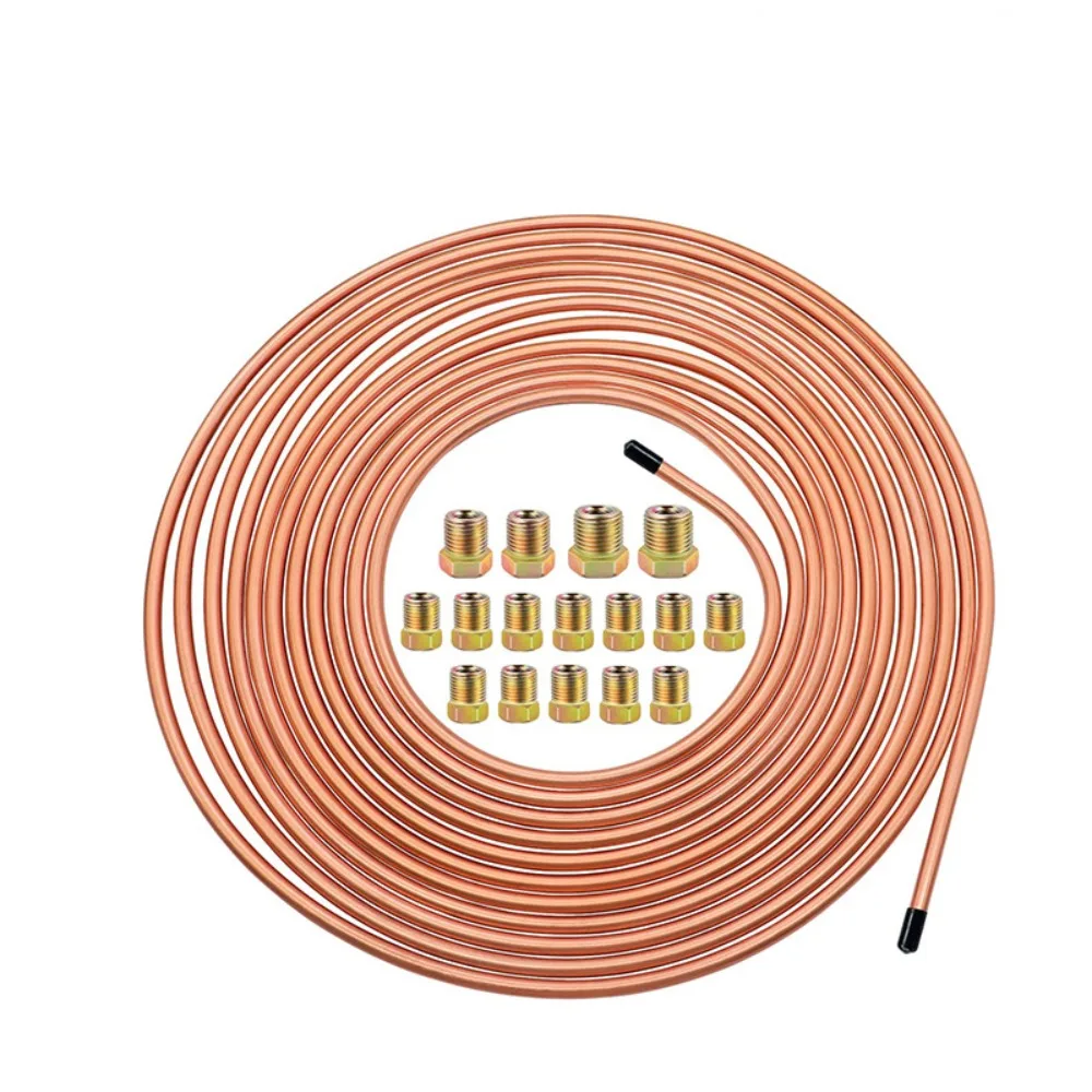Car Brake Pipe Repair Kit 3/16" OD 1/4" OD 25FT 7.62m Copper Nickel