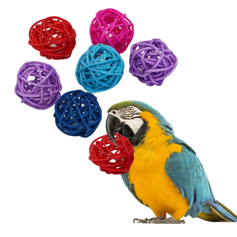 Pet Bird Toys 5pcs Chewing Toys Bird Rattan Ball Toy For Parrot Budgie Parakeet Cockatiel Chewing Playing