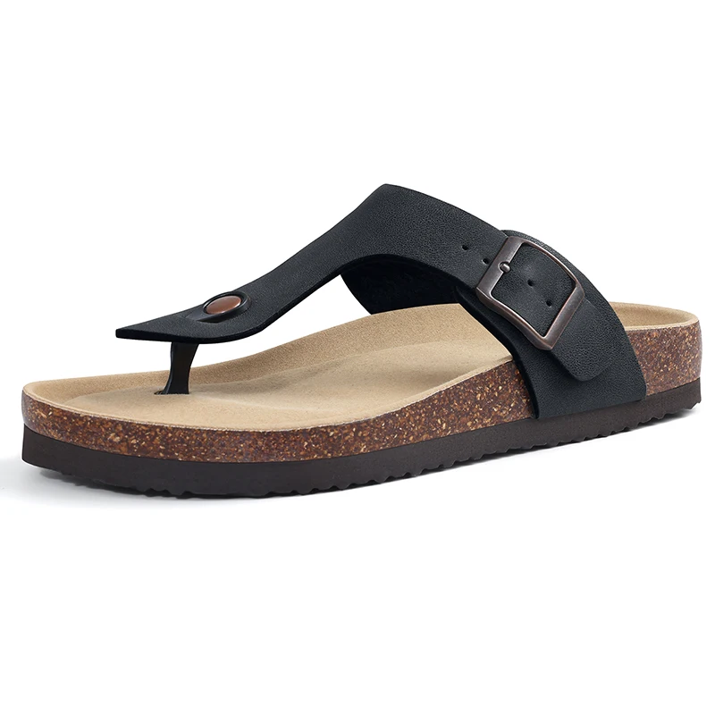 PVC Retro Flip Flop Slippers with Metal Buckle for Women