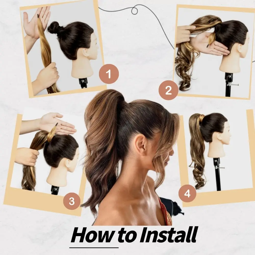 Synthetic Ponytail Extensions Flexible Wrap Around Hair Ponytail Wig Flextail 32inch Long Horse False Weave Pony Tail Overhead