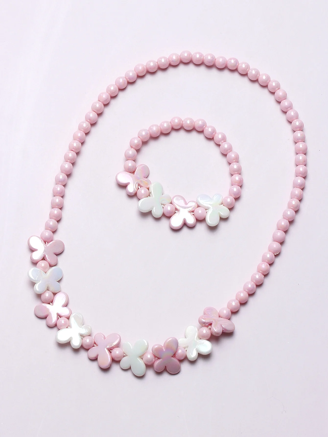 2pcs Girls Butterfly Decorated Jewelry Sets Beaded Necklaces and Bracelets for Daily Wear jewelry sets,jewelry set