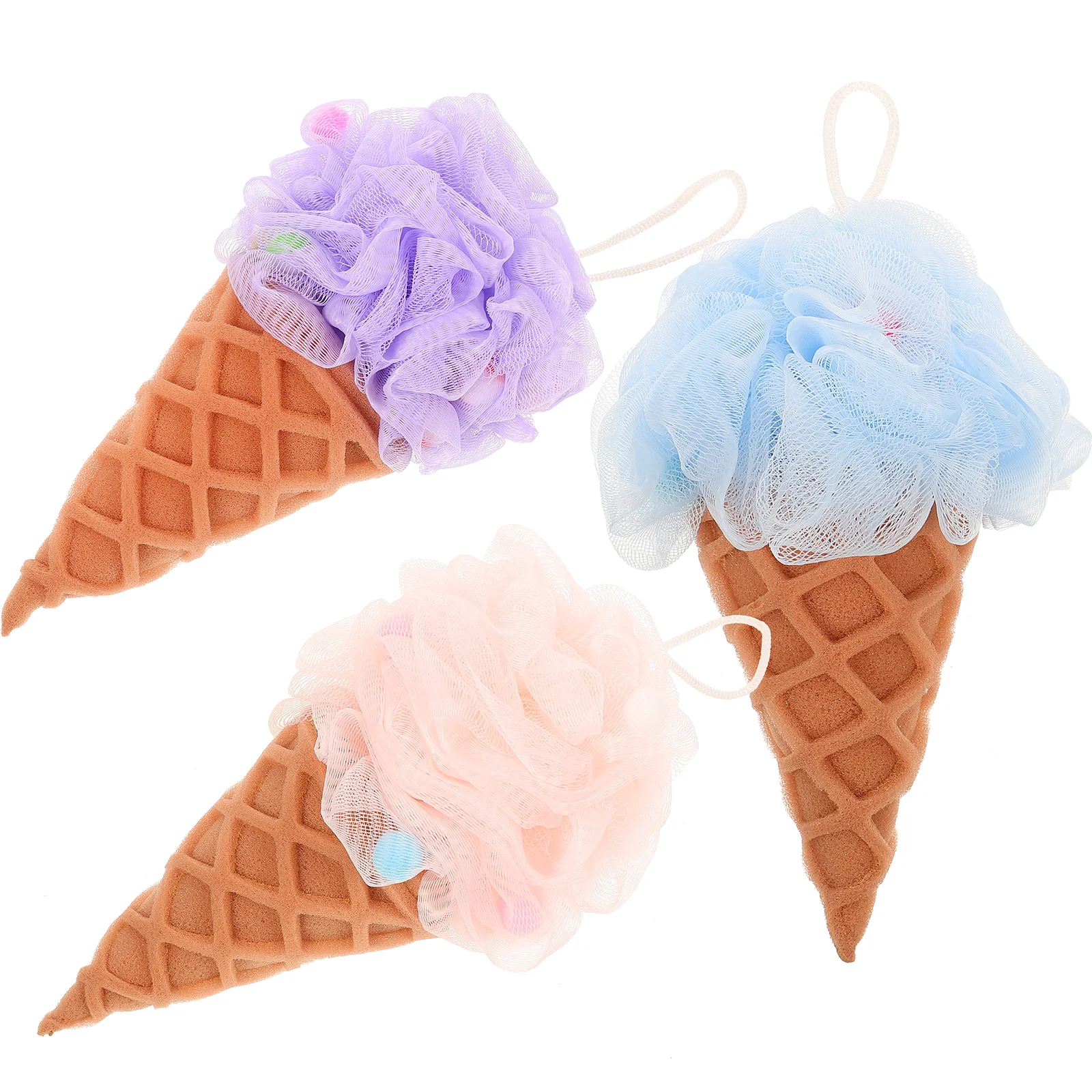

3 Pcs Ice Cream Bath Ball Absorbent Sponge Shower Exfoliating Scrubber Konjac Child Kids Body Wash