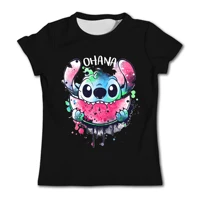 Girls Kawaii Stitch T-shirt Child Girl Clothing Toddler Tees Children Clothes 2024 Summer Short Sleeve Kids Boy Cartoon Tee Tops 4