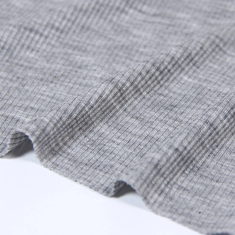 Stretch Knit Ribbed Ribbing Fabric Lce Silk Cotton Spandex Material For