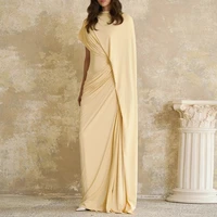 Modern Evening Dress فساتين سهره Customized Round Neck with Cape Pleat Ruched Sheath Arabian Prom Gown Formal Dresses - Image 3