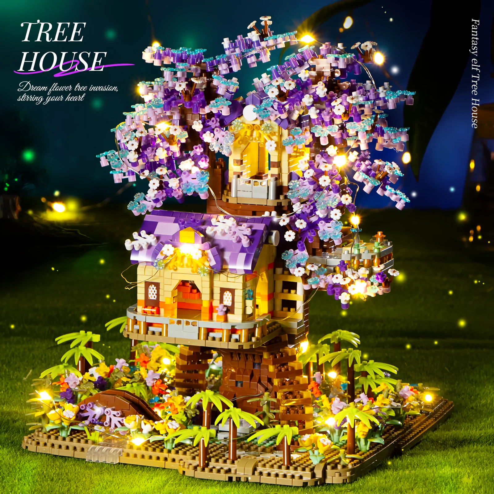 Mini Sakura Tree Building Blocks Set Diy Cherry Blossom Bricks with Light Treeho
