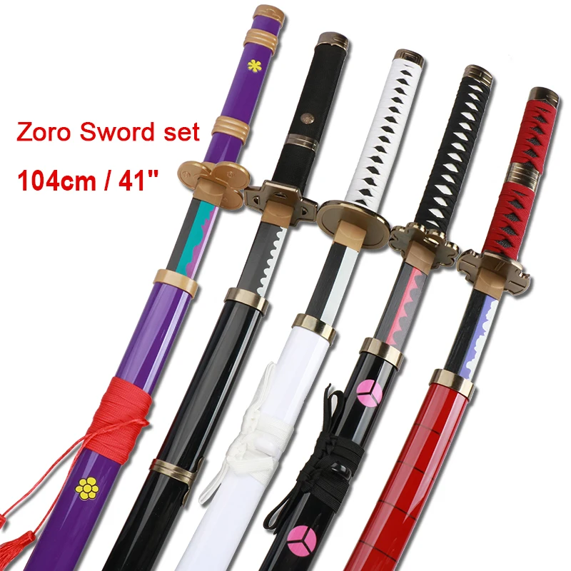 41 in Roronoa Zoro Swords Katana Japanese Anime Cosplay Samurai Sword Shusui Enma Kitetsu with Sword holder And Belt 6