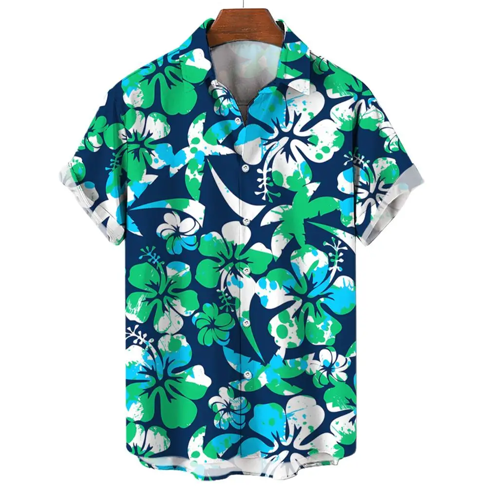Men's Shirt Summer New Hawaiian Shirt Casual Shirt Beach Shirt Short Sleeve Flower Plant Lapel Hawaiian Holiday Clothing Apparel 5