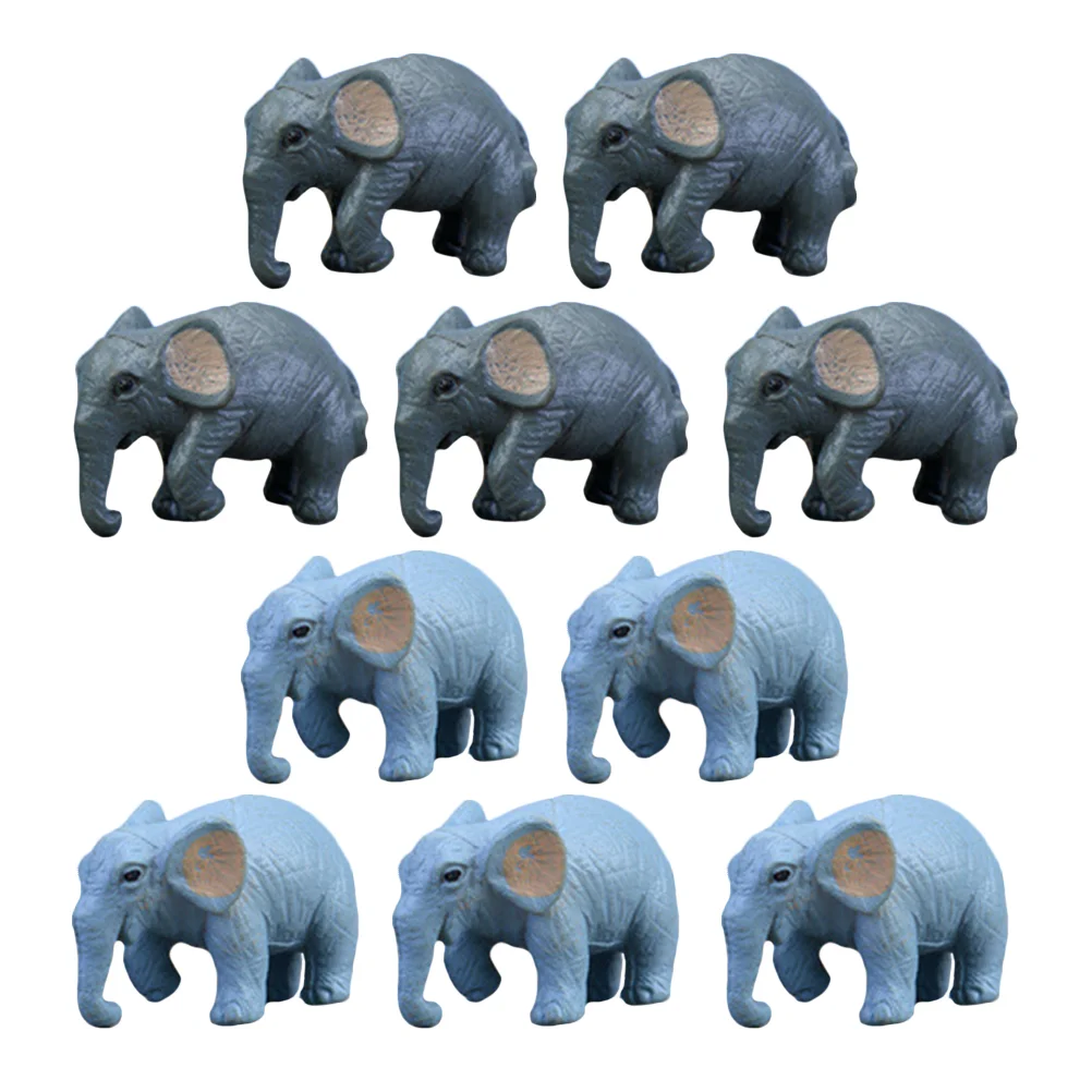 

10 Pcs Cartoon Simulation Elephant Statues for Home Decor Toys Small Plastic Animals Pvc