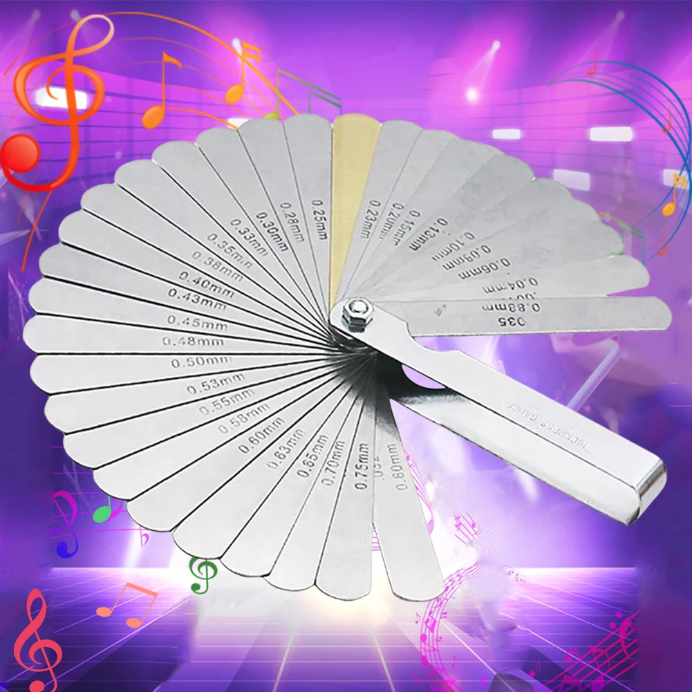 32 Blades Metric Filler 0.0015-0.035inch/0.04-0.88 Mm Measure Tool Feeler Gauge Set for Guitar Spark Plug Piston Measure