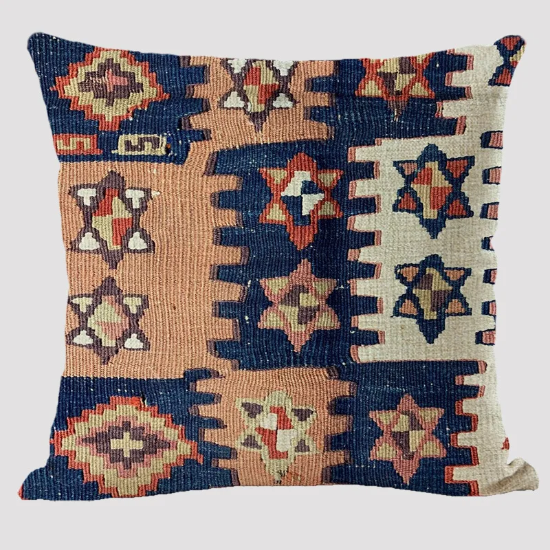 Bohemian Patterns Linen Cushions Case Multicolors Abstract Ethnic Geometry Print Decorative Pillows Case Living Room Sofa Pillow 