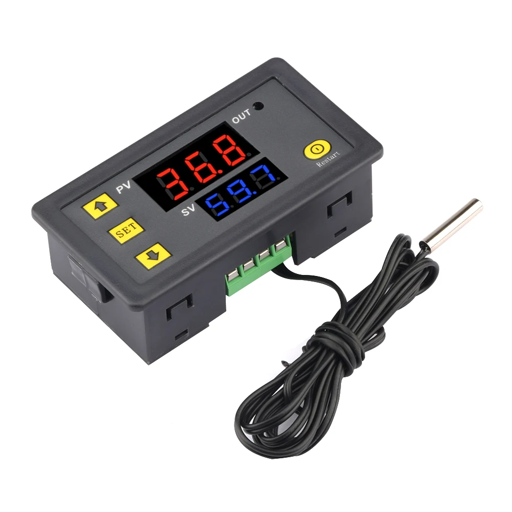 W3230 DC 12V 20A Digital LED  Digital Temperature Controller LED Display Thermostat With Heating Cooling Switch NTC Sensor w3230 dc 12v 24v 110v 220v ac digital temperature controller led thermostat thermoregulator heating cooling switch ntc sensor