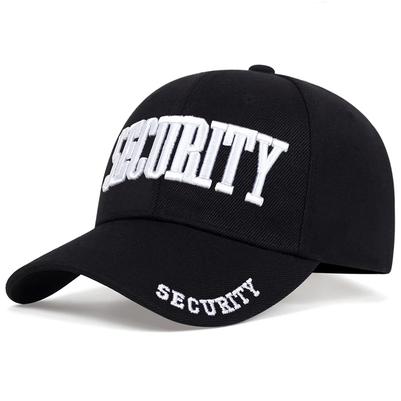 SECURITY 자수 야구 모자 미국 남성용 아빠 모자 조절 가능한 스냅백 모자 성인 남성 힙합 트러커 캡 고라스