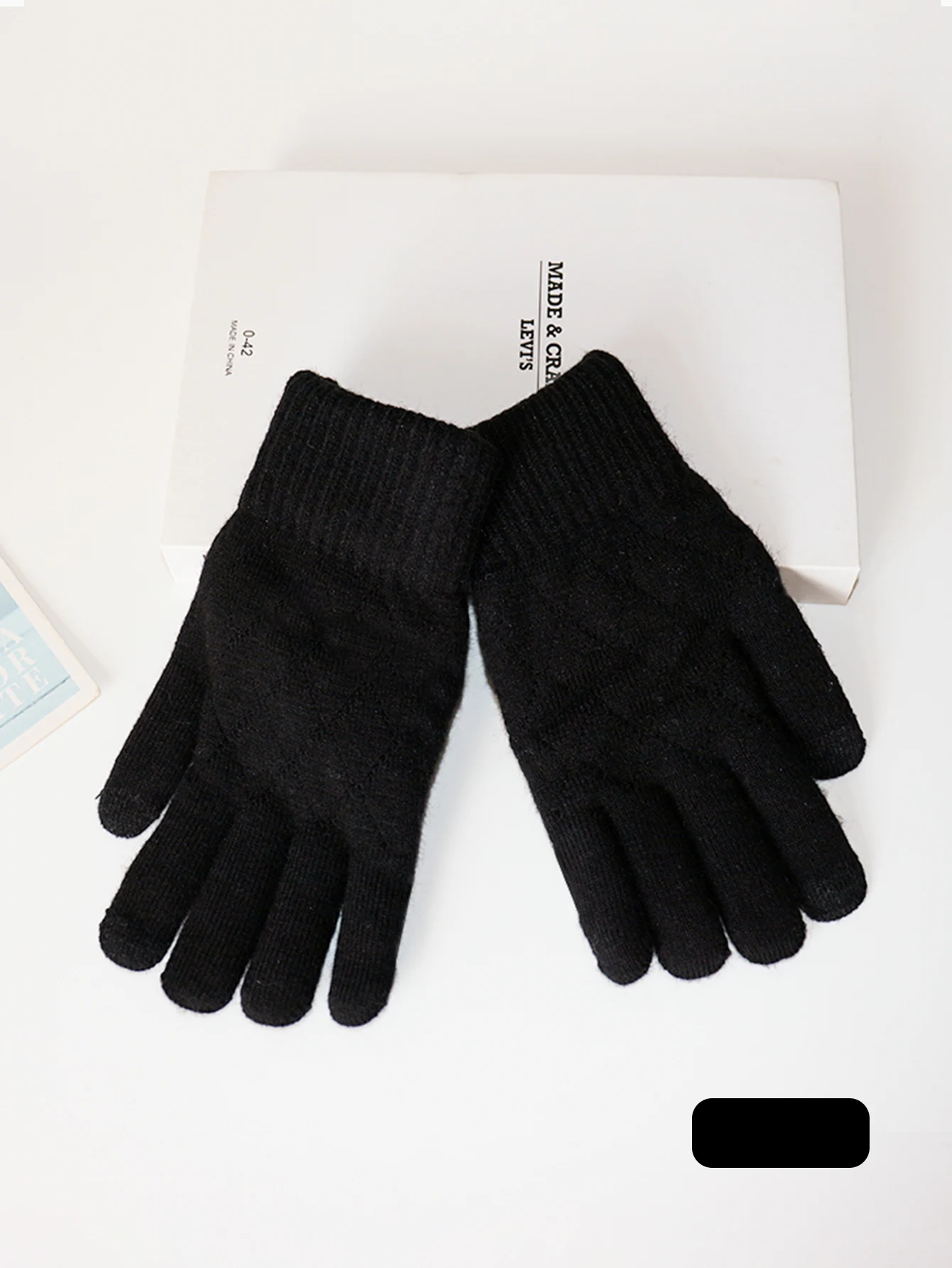 Touchscreen Gloves, Winter Thickened with Fleece, Warm and Cold-Proof, Suitable for Students Using Mobile Phones and Cycling, Knitted Wool Double-Layer Five-Finger Gloves