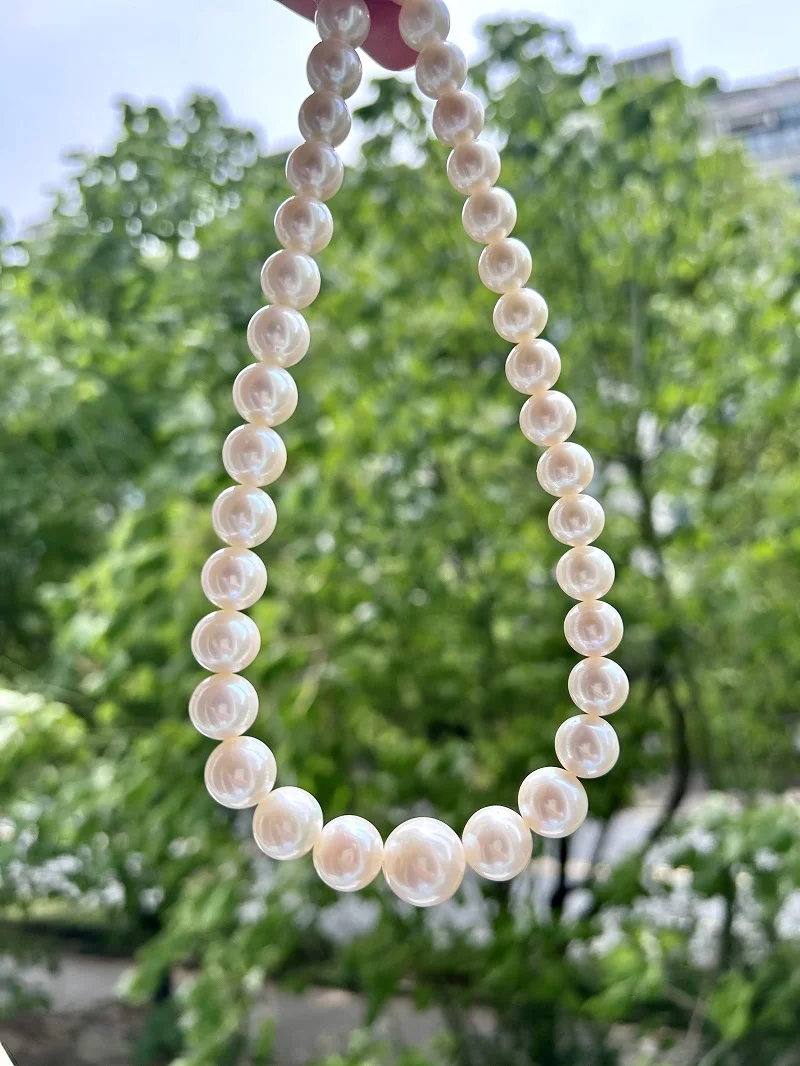 

925 Sterling Silver Luxury Sea Pearl Necklace 11-16mm Round Pearls Fashion Wedding Jewelry Accessories for Women