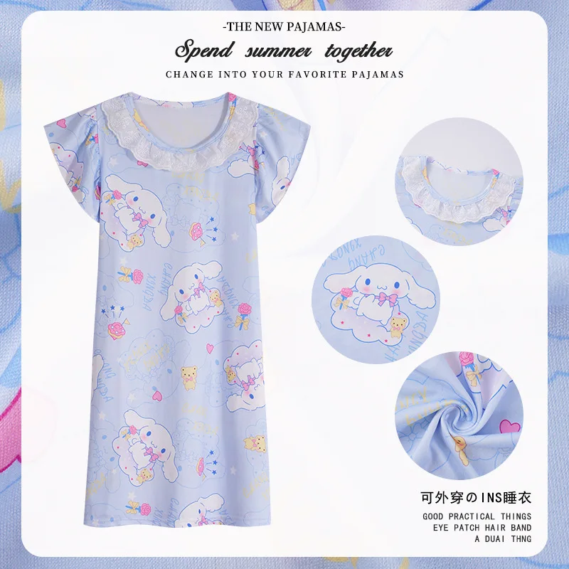 여아용 잠옷 및 로브, 공주 원피스 잠옷 로브, 아동복, 2024 여름