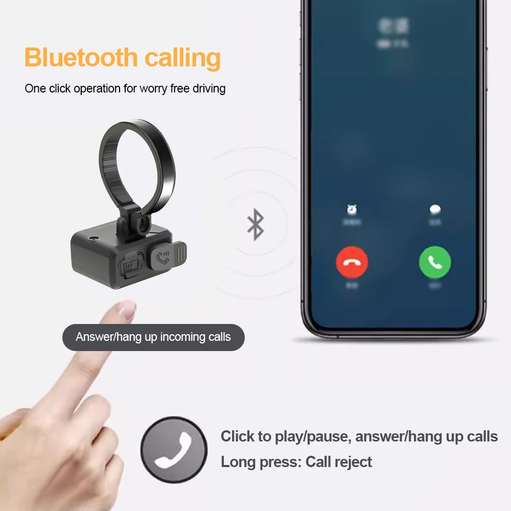 Auricolare per casco con pulsante remoto Bluetooth 5.3 senza fili, controller multimediale per manubrio moto/bici, telecomando per volante - immagine 2
