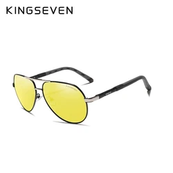 KINGSEVEN Luxury Retro Aluminum Sunglasses - High - Quality Unisex Eyewear Accessory (Black Yellow)