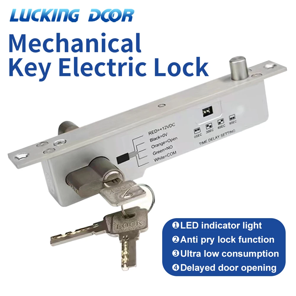 Electric Bolt Lock Fail Secure Electromagnetic Lock for Door Access Control System Mortise Lock Normally Open with Door contact