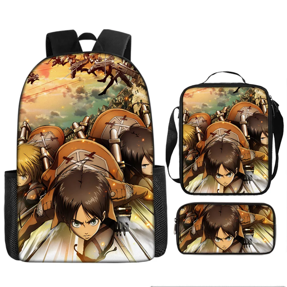 حقيبة ظهر مدرسية من Attack on Titan حقيبة غداء مقل...