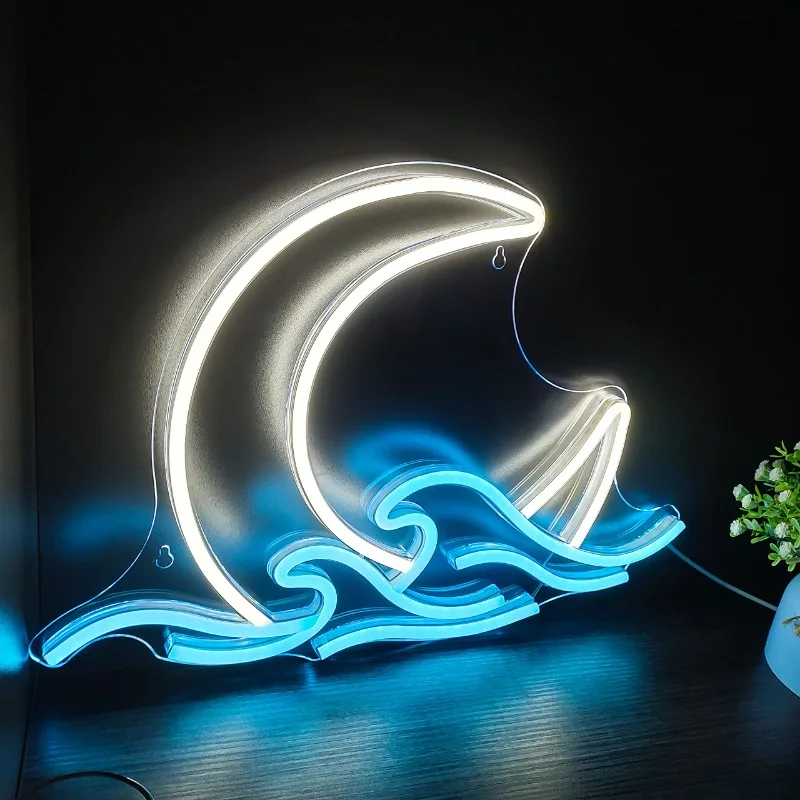 

Sunrise Sunset Neon Sign Anime Sun Moon Wave Bedroom Bar Club Party Neon Led Light for Living Room Wall Decro Custom Led Signs