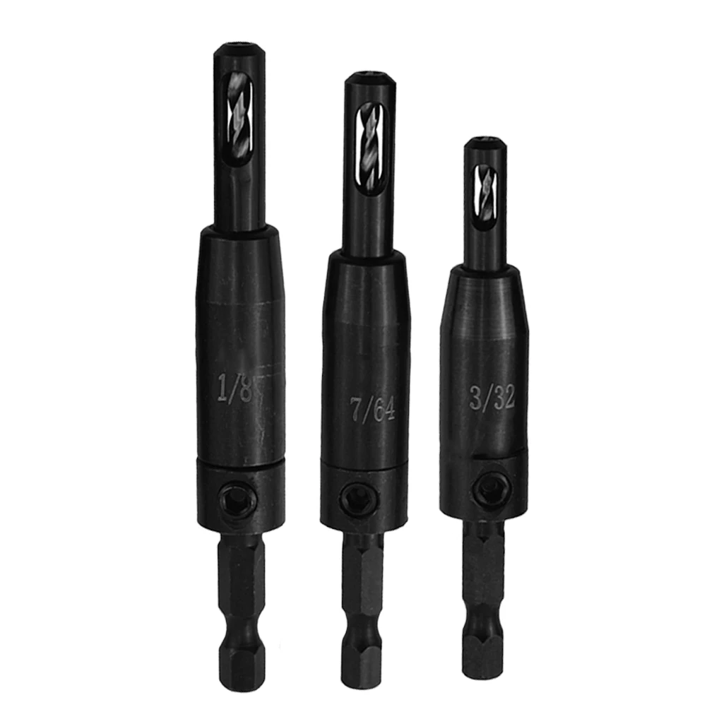

3Pcs 1/8 7/64 3/32 Self Centering Hinge Tapper Core Drill Bit Set For Cabinet Door Hinges Woodworking Tools Adjustable