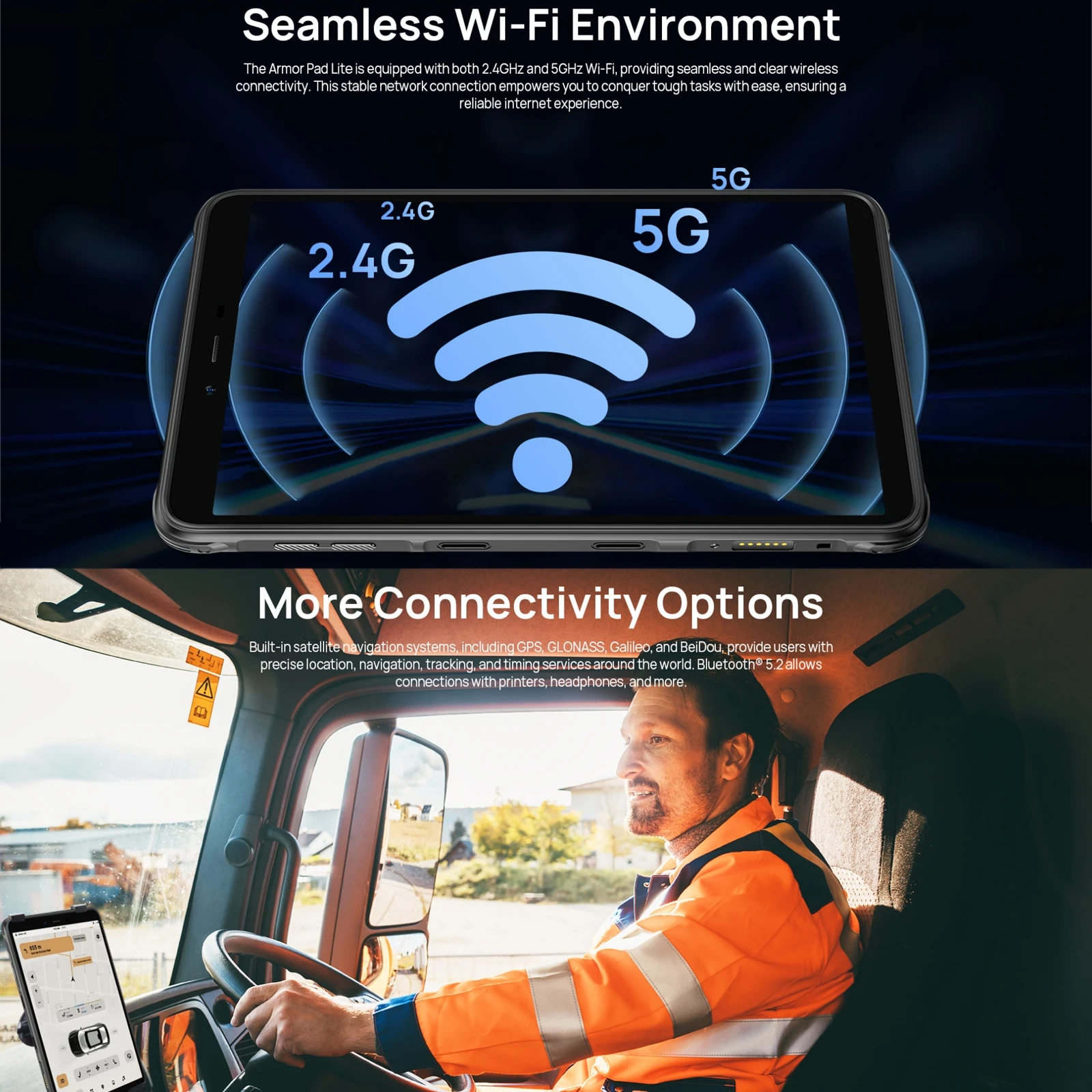 Ulefone Armor Pad Lite Rugged Tablet PC 3GB+32GB 8.0 inch Android 13 MTK MT8766 Tablet 13MP Camera 7650mAh Battery Face unlock