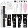 MEET ACROSS Extension Nail Gel Polish Set Acrylic Crystal Building Full Polygel For Nails Kit UV Varnish Nail Art Manicure Set 1