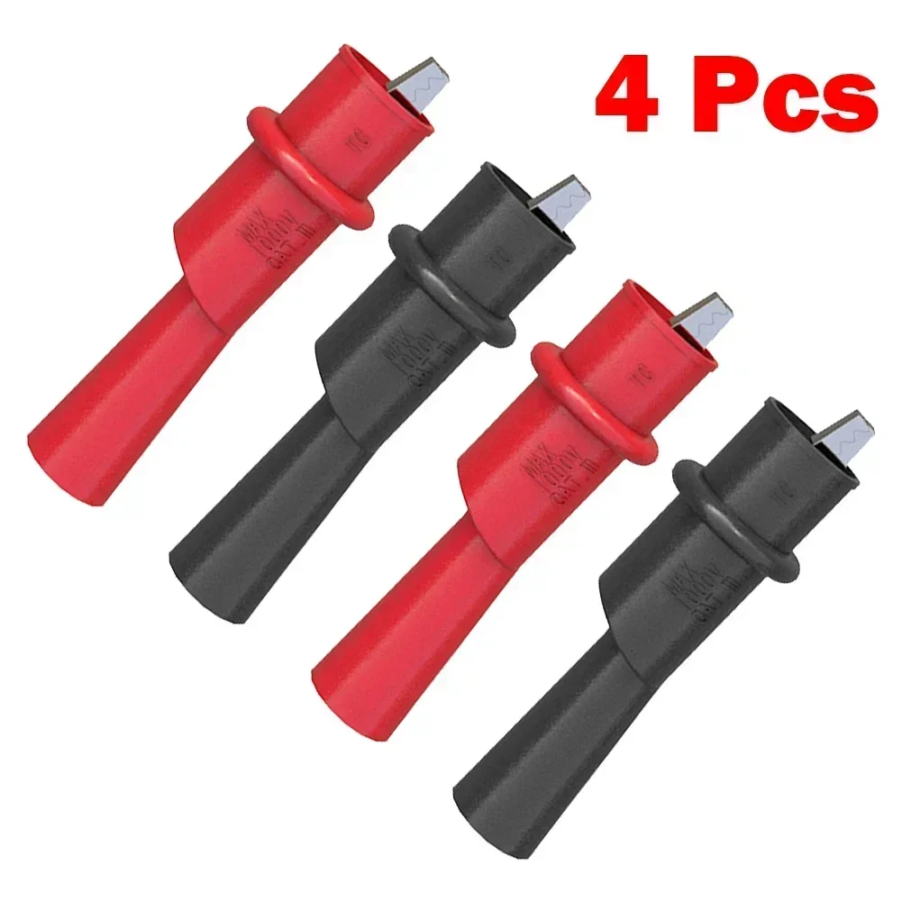 Multimeter Test Probes 2/4pcs For 2mm Electrical Connect Push On Clip Insulated Crocodile Clamp Automobile Circuit Detection