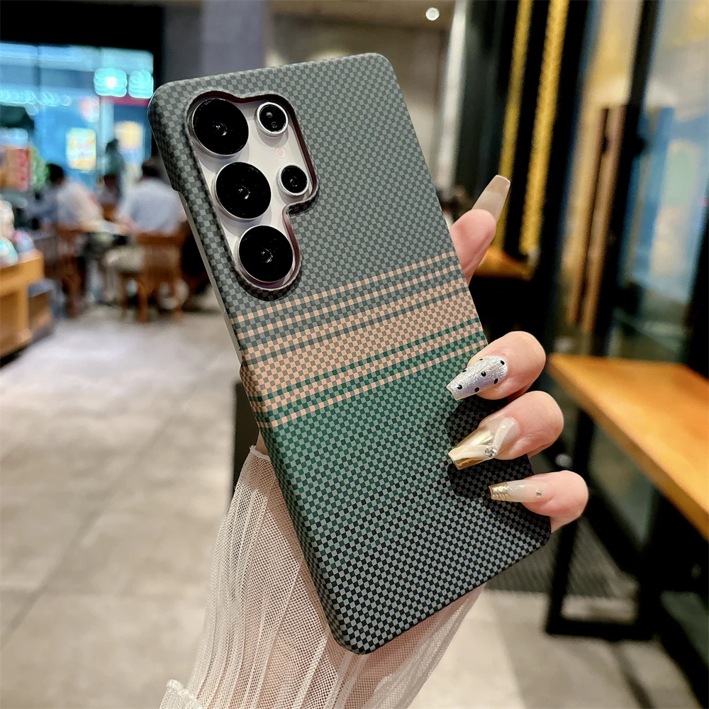 Shockproof Hard Kevlar Carbon Fiber Phone Case with Magnetic Magsafe Cover