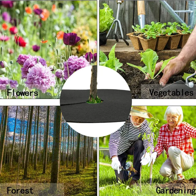 6Db Nem Szőtt Fa Talajtakaró Gyűrű Lebontható Védőszőnyeg Növény Fedele Kerek Fűgertes Kerti Szövet Burkolat - Image 3