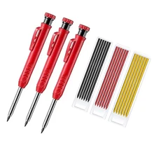 Jeu de crayons de menuisier solide avec recharge, fils multicolores, affûteur intégré, trou profond, outil de marquage à crayon mécanique