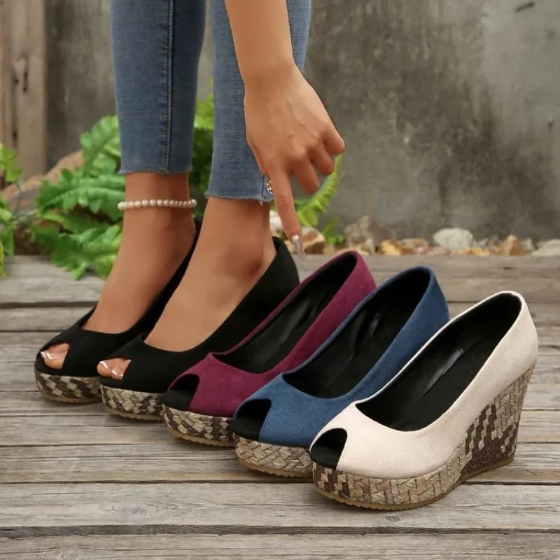 Tacón Zapatos Comodos Mujer Con CuÃ±a Wedge Tacones Altos Comodos