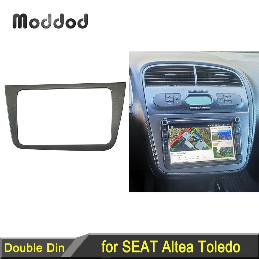 Double 2 Din Radio Fascia for Seat Altea Toledo LHD Stereo Player Panel Dash Mounting Installation Trim Face Frame Bezel Cover