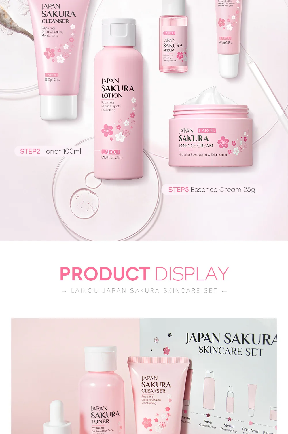 Laikou Japan Sakura Skin Care Set – 5 Pcs S04D39Ae4236A4Bd69D73Ed5Fc121E94Bf