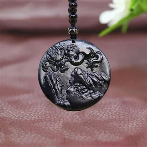 Jade Dragon Pendant Necklace Jewelry Stone Luxury Charms Gifts for Women Real Designer Necklaces Accessories Black Natural