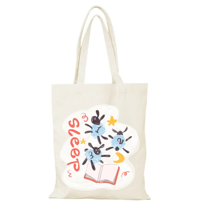 Freizeit Neue Handtaschen Cartoon frauen Handtasche Nette Shopper Tasche Stoff Taschen Falten Einkaufstasche Tote Eco Strand Leinwand Schulter die – Detail 10