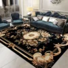 Large Area Black Persia Carpet for Living Room Decoration Home Sofa Table Area Rug Bedroom Cloakroom Floor Mat Non-slip Washable 2