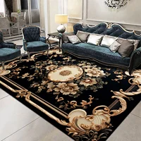 Large Area Black Persia Carpet for Living Room Decoration Home Sofa Table Area Rug Bedroom Cloakroom Floor Mat Non-slip Washable 2