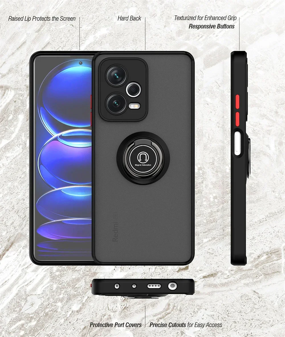 Magnetic Ring Holder Protective Phone Case with Enhanced Grip