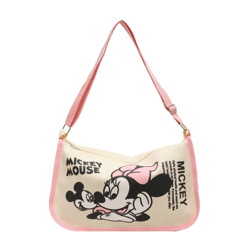 Womens Bag MINISO Snoopy Cartoon Cute Print Canvas Bag Large Capacity One Shoulder Dumpling Bag Women's Crossbody